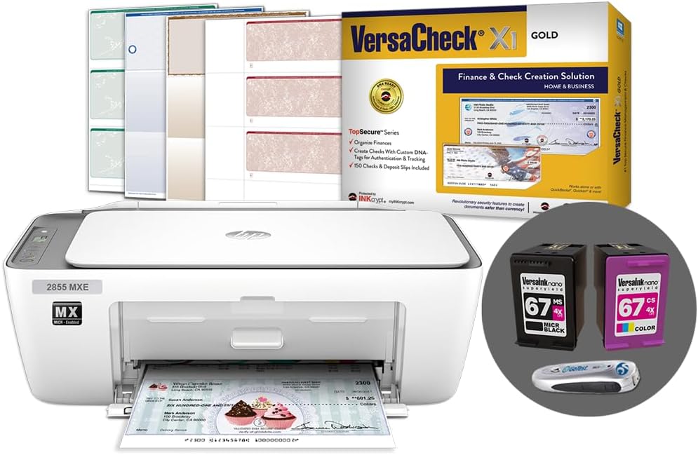 VersaCheck 2855 MXE MICR Color Check Printer Bundle with Gold Check Printing Software | All-in-One Solution