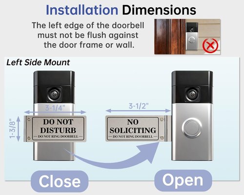 Regine Switzerland Metal Doorbell Cover - Flipable No Soliciting Sign for Front Door | Easy to Mount, Ideal Gift for Home Offices