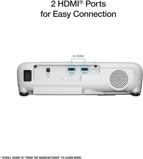 Epson EX3290 Projector - 3-Chip 3LCD Technology, 4,000 Lumens Brightness, HDMI & Speaker | Renewed