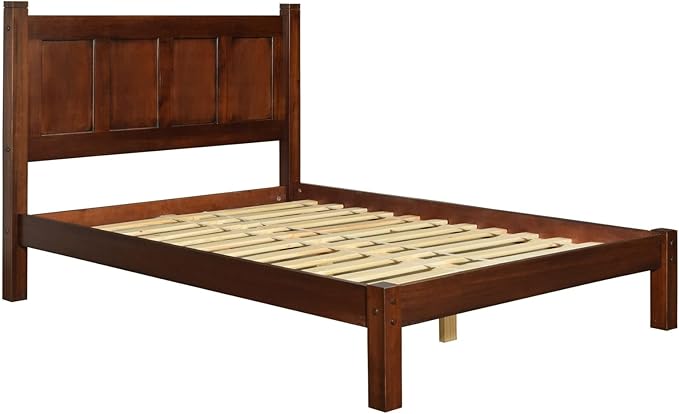 Grain Wood Furniture Shaker Solid Wood Panel Platform Bed, Full Size, Cherry