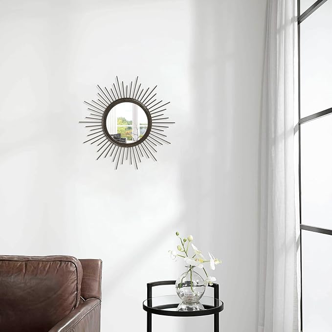 Sunburst Spoked Mirrors for Wall Boho Home Round Wall Art Mirror Classic Metal Modern Hanging Mirror Living Room Hallway Bathroom Bedroom Office Vanity Entryway