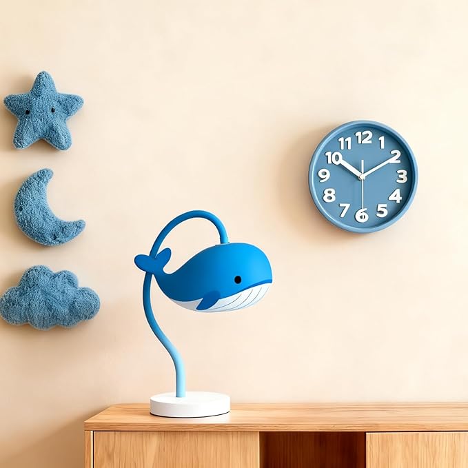 45MinST 8-Inch Blue Modern Wall Clock – Silent Non-Ticking, 3D Large Numbers, Accurate Timekeeping | Decorative Wall & Desk Clock with Stand for Living Room, Bedroom, Kitchen, or Office
