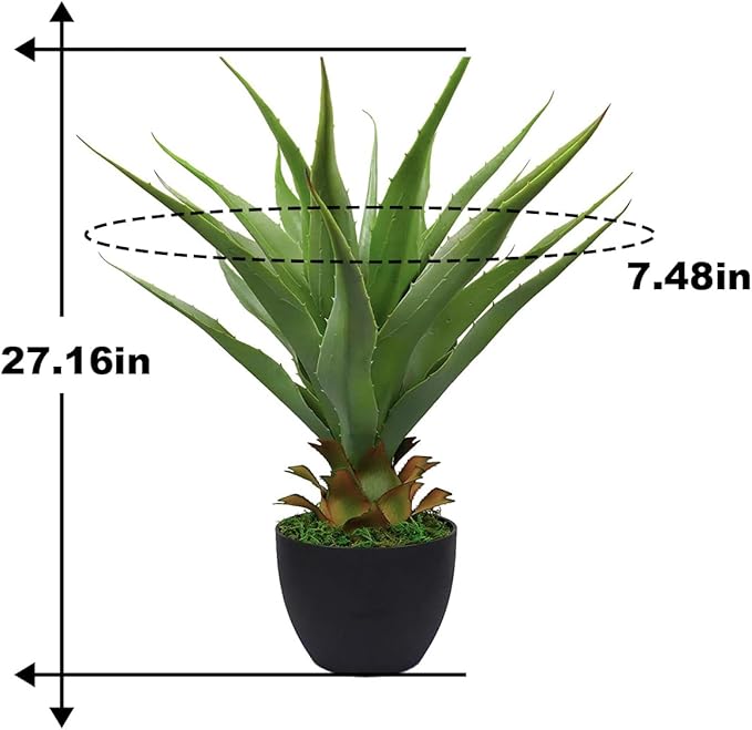 27inch Artificial Agave Plant, Fake Outdoor Faux Succulents with Realistic Leaves for Home Decor