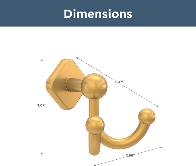 Franklin Brass Gainesville (1-Pack) Towel Hooks Satin Gold Double Bathroom J Hooks Wall Mounted for Robes & Towels Hand Towel Hook Holder Kitchen, Bathroom Accessories GNV35-SG