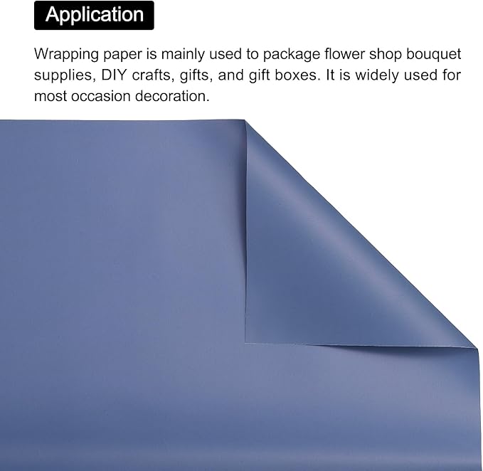 MECCANIXITY Set of 20 Flower Wrapping Paper 22.8x22.8 Inch Waterproof Florists Wrapping Paper for Florist Bouquet Supplies, DIY Crafts, Gift/Gift Box Packaging Blue