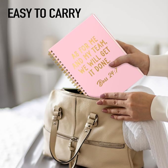 Msticey As For Me And My Team We Will Get It Done 160 Blank Pages Pink Gold Hardcover Spiral Notebook, Appreciation Gifts for Women Manager Supervisor Leader Coworker Colleague, Funny Boss Day Gifts