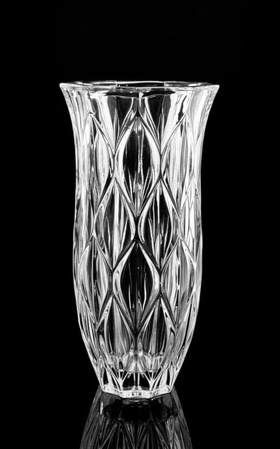 Amlong Crystal Medium Size Clear Floral Vase 11 inches High (5 inch Top and 2 inch Bottom)