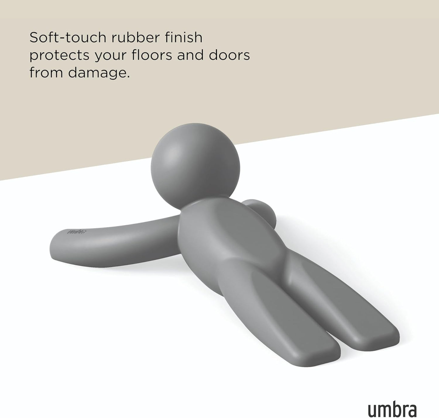 Umbra Buddy Door Stop - Heavy-Duty, Flexible Design with Soft-Touch Finish - Grey, 2-Pack