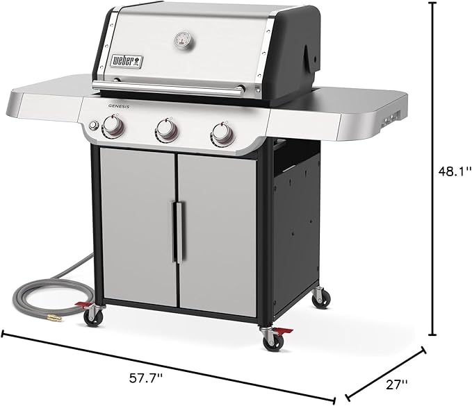 Weber Genesis S-315 Natural Gas Grill for Outdoor Grilling, 3 Burners, Stainless Steel