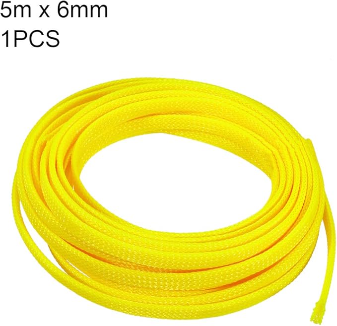 uxcell Expandable Sleeving, 1/4-inch 16ft Cable Sleeve, Yellow