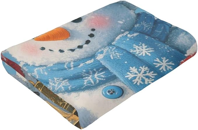 Snowman Blanket Christmas Throw Blanket Winter Snow Soft Cozy Fleece Fuzzy Stuffed Plush Flannel Gifts for Girls Women Boys Kids Adults 40''x50''