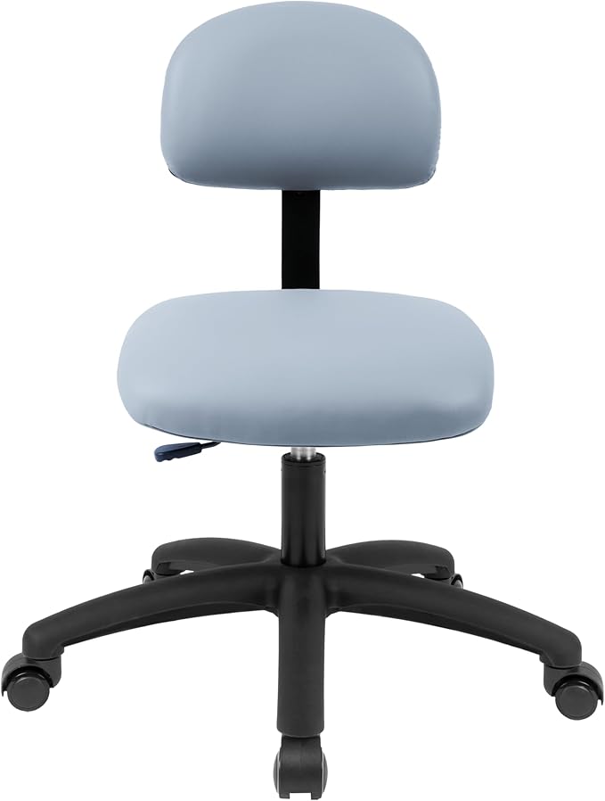 Chair Master FSS Series Square seat Medium (19"-27") seat Height Chair. Vinyl-for Office, Garage, Desk, Shop, Computer, Doctor, Medical, Easy to Clean! (Gray, Medium, Self Braking Casters)