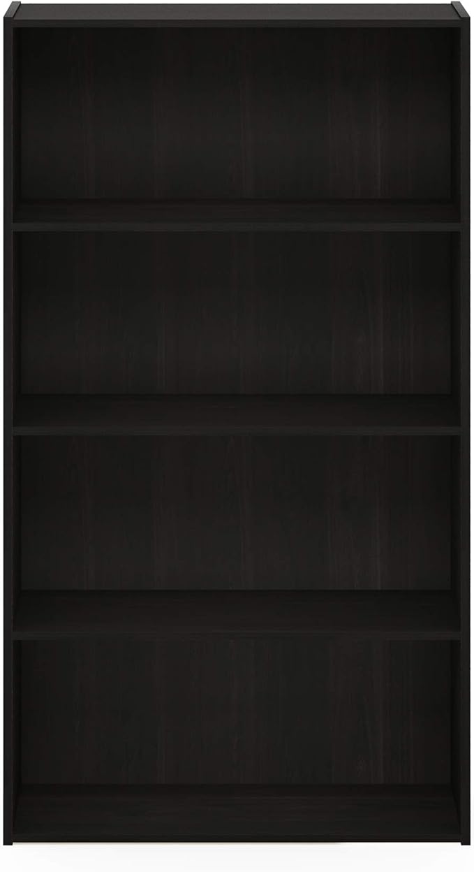Furinno PASIR Book Shelf, 4-Tier Bookshelf, Bookcase with Open Shelf, 9.4 x 23.6 x 41.7, for Living Room, Bedroom, Home Office, Espresso