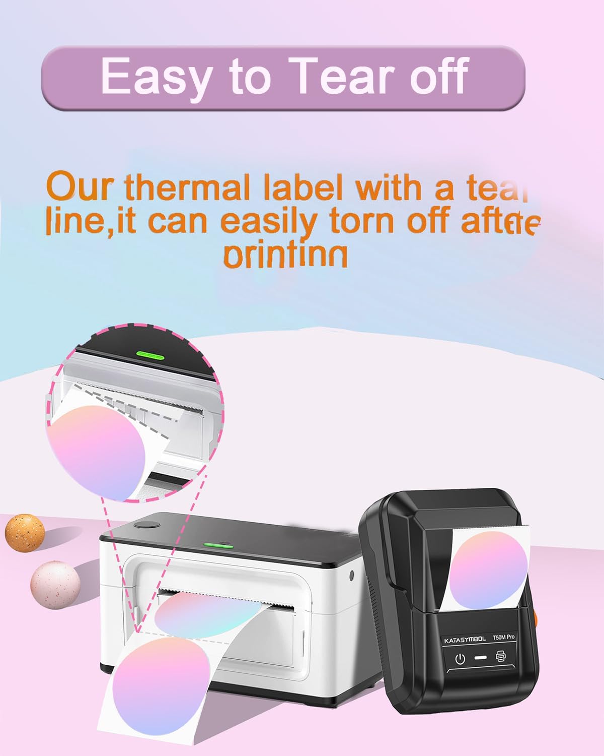 Stary Thermal Labels - 2-Inch Round Stickers for T50M Pro/M110/M100/M220 Printers | 140 Labels/Roll - Stary Purple
