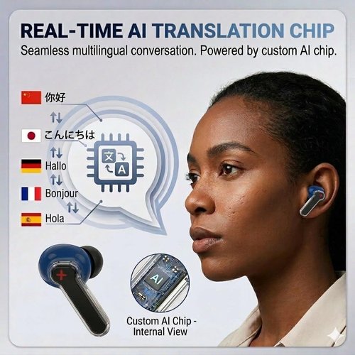 SIXTHGU Ai V700 Translation Earbuds - Real-Time 164 Language Translator | 48H Battery Life for Travel & Business