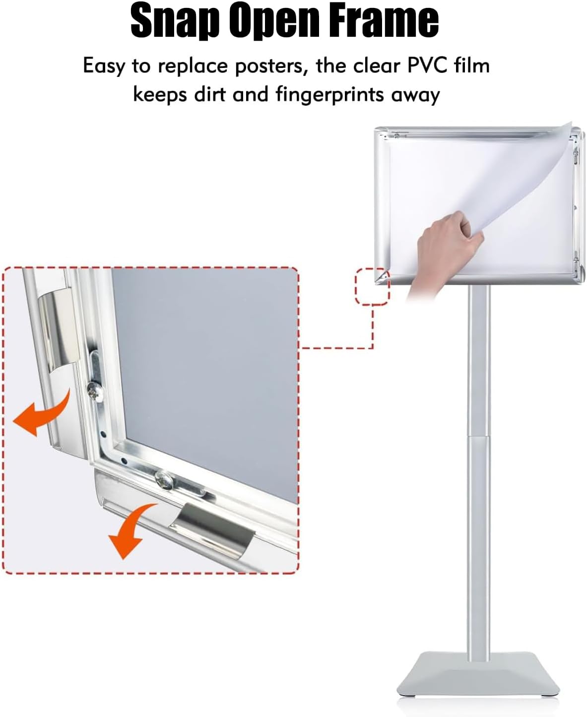 Skiennix Heavy Duty Sign Stand - 11lbs Integrated Rod for Indoor/Outdoor Advertising | 8.5 x 11, Silver, 3-Pack
