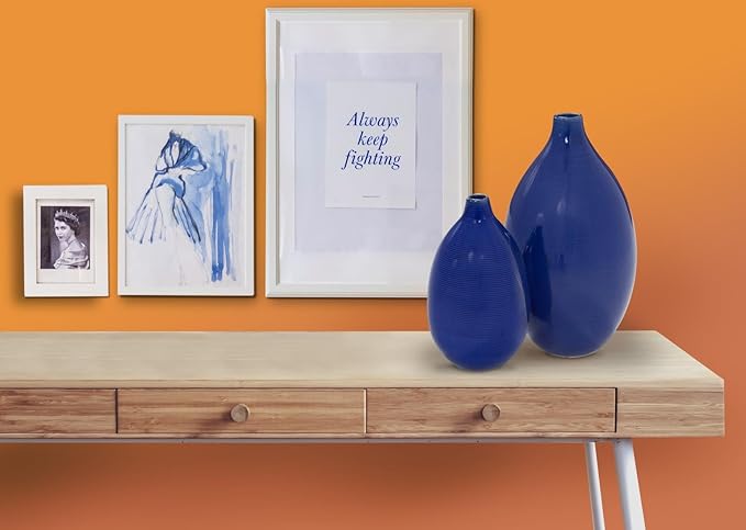 Howard Elliott Glazed Ceramic Flower Or Decorative Home Vase Set, Cobalt Blue, 2 Piece, 7 x 12 Inch and 5 x 8 inch