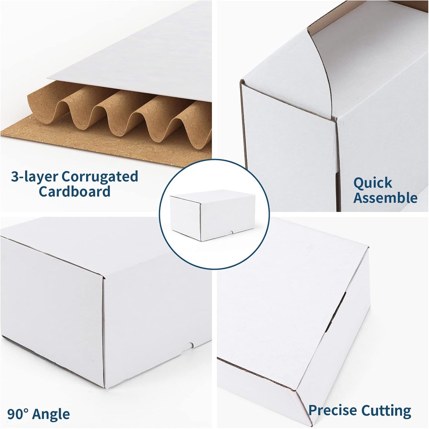 ZBEIVAN 8x6x4 White Shipping Boxes - Set of 25 Corrugated Cardboard Mailers for Small Business Packaging