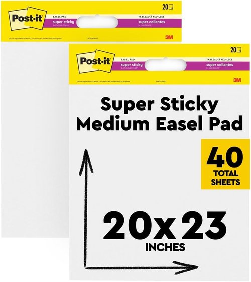 Post-it Easel Pad | 20" x 23" (50.8 cm x 58.4 cm) - 2 Pack for Easy Presentations and Brainstorming