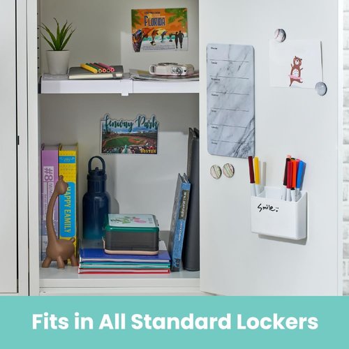 LockerMate Adjust-A-Shelf - Versatile Locker Shelf for School, Office, Gym | Easy to Use, White