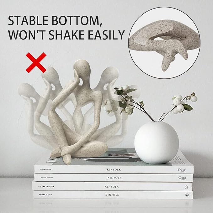 prosfalt Sandstone Resin Thinker Style Abstract Sculpture Statue Collectible Figurines Home Office Bookshelf Desktop Decor(Sandstone - Left Reverie)
