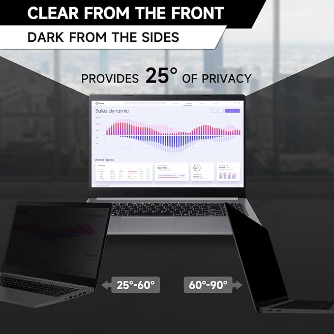 15.6 Inch 1920x1080 Laptop Privacy Screen Filter, Anti Blue Light Glare & Anti Scratch Computer Privacy Shield for 15.6" with 16:9 Aspect Ratio Laptop