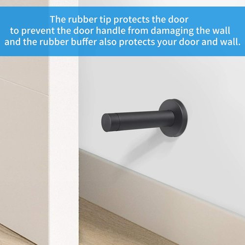 DOKU 10Pcs Heavy Duty Door Stopper - 3.5 Inch Stainless Steel with Rubber Tips | Matte Black