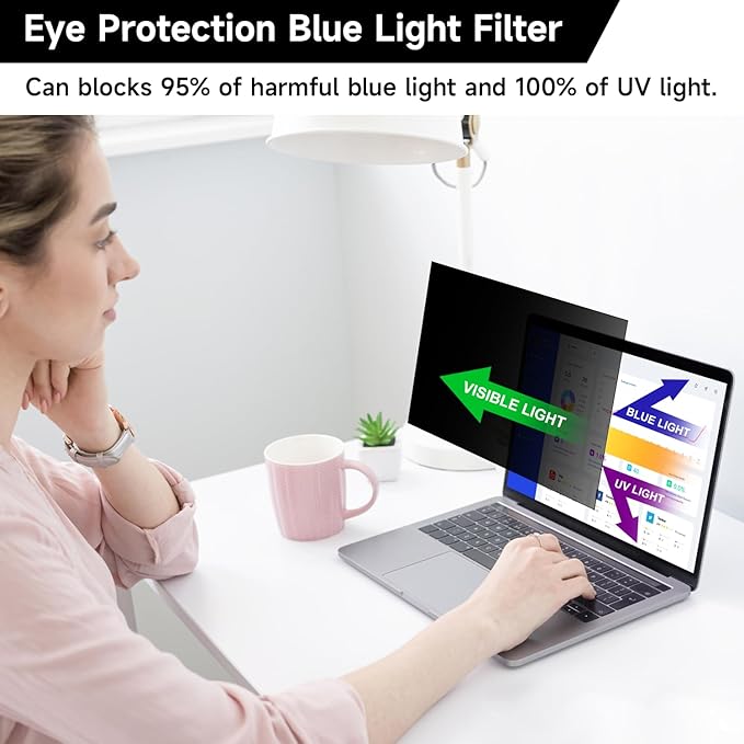 ANTOGOO V 13.3 Inch 1920x1080P (16:9) Laptop Privacy Screen Filter, Anti Blue Light Glare & Anti Scratch Computer Privacy Shield, Not for 13" with 16:10 Aspect Ratio Laptop