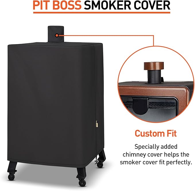 Arcedo Vertical Smoker Cover Compatible with Pit Boss Copperhead 4, 5, 7 Series, PBV4PS2, PBV4NX, Pro 4-Series, Heavy Duty Waterproof Outdoor Wood Pellet Grill Cover for PB 73550, Black