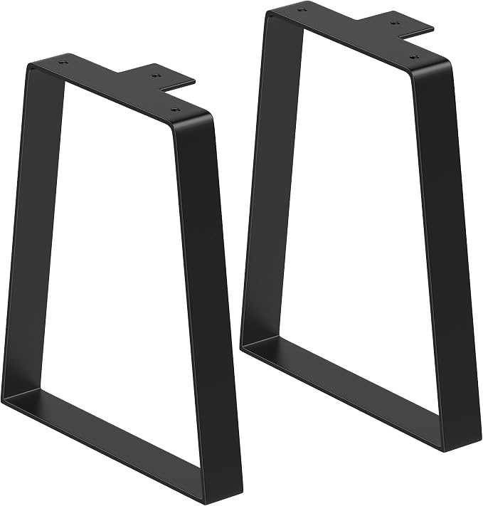 Coffee Table Legs 14 Inch: Trapezoid Metal Legs for Desk Heavy Duty Furniture DIY Stool/Chairs, Bench, Side/End Table, Black, Set of 2