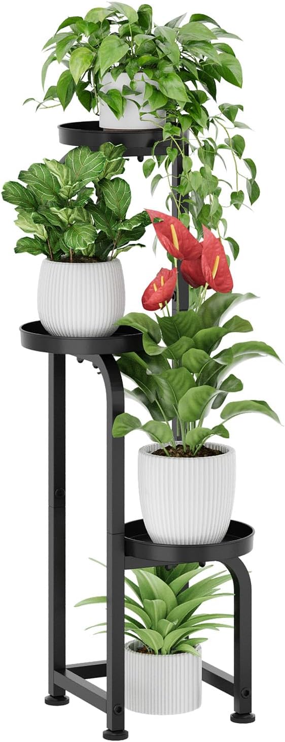 Bamworld Tall Plant Stand Indoor Outdoor, Corner Metal Flower Pot Stands for Multiple Plants, 3 Tier Heavy Duty Plant Shelf for Patio Garden Balcony Living Room Bedroom