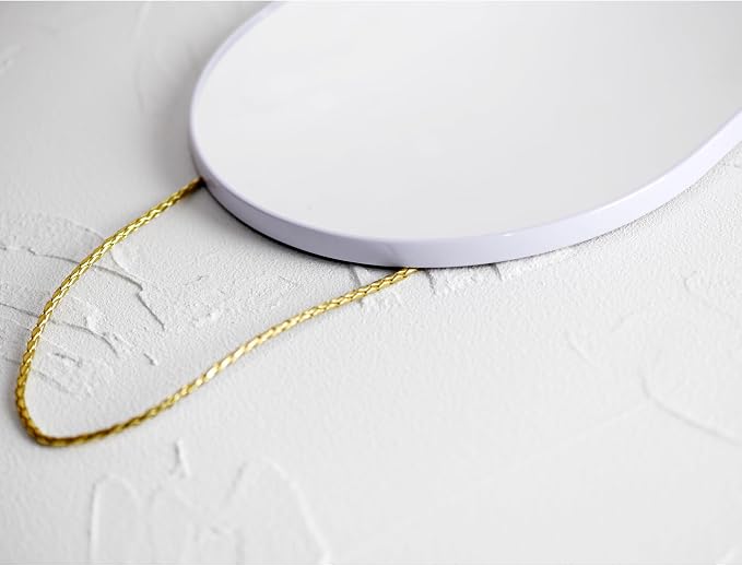 Oval Mirror, Oval Wall Mirror with Lanyard, High Definition Bathroom Mirror for Bathroom, Hallway, Living Room, Easy to Install (White, 11.61x18.9inch)