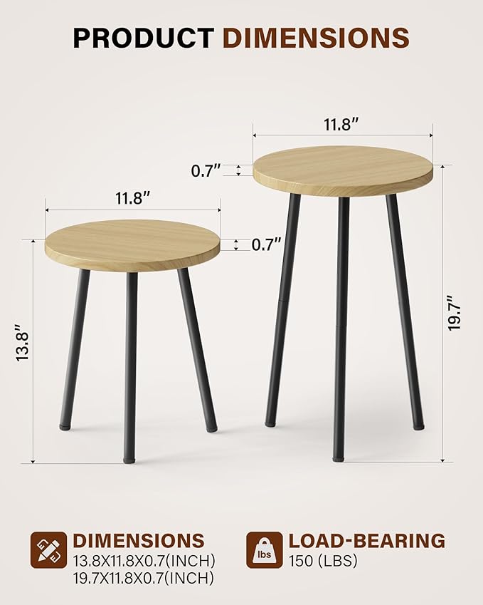Plant Stand Indoor Tall: Corner Wood Plant Stand 2 Pack Mid Century Modern Decor - Small Round Plant Table for Indoor Plants - Outdoor Plant Holder for Patio Living Room Bathroom Office (Burlywood)