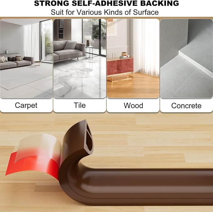 Kneelisa 10FT Side-Open Extension Cord Covers for Wires on Floor,Silicone Power Cable Protector Cord Hider Management Strip,Hide Electric Wire on Carpet,Chord Runner Protective Safety Wiremold,Brown
