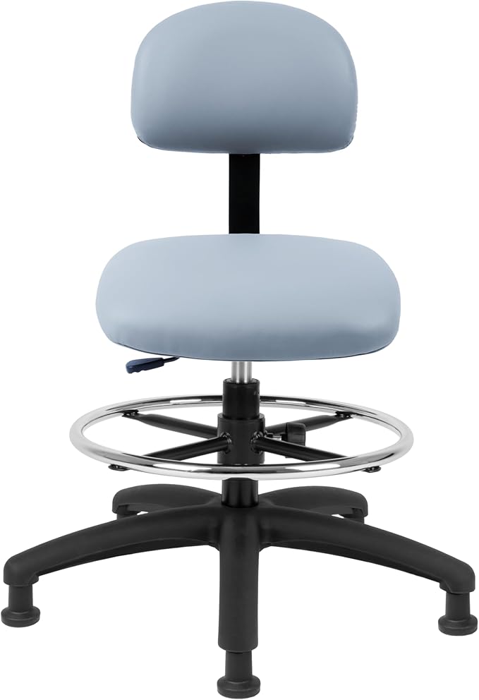 Chair Master FSS Series Square seat Mid (19"-27") seat Height Chair. Vinyl-for Office, Garage, Desk, Shop, Computer, Doctor, Medical, Easy to Clean! 18" Footring (Gray, Mid Stool, Glides)