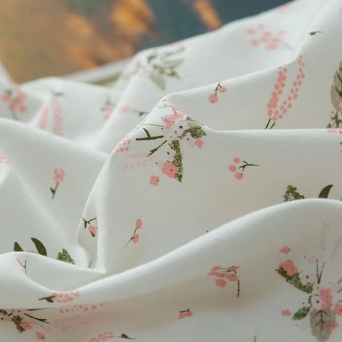 EAVD Vintage Floral Duvet Cover Full Size Cotton Girls Garden Pink Floral Bedding Sets Fulll Aesthetic Comforter Cover with Zipper Chic Fresh Botanical Duvet Cover with 2 Pillowcases