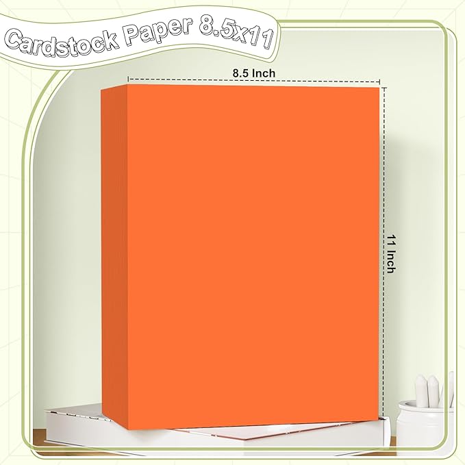 120 Sheets Cardstock 8.5x11, 65lb Orange Red Card Stock, Construction Paper, 180gsm Thick Printer Paper for Printing, Painting, Card Making, Kids School Supplies,Party Decorations