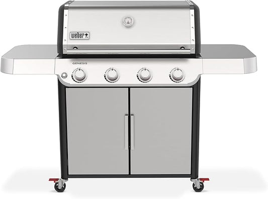 Weber Genesis S-415 Liquid Propane Gas Grill for Outdoor Grilling, 4 Burners, Stainless Steel
