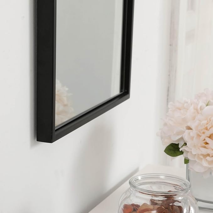 Elegant Decor Monet Home Office Decorative Rectangle Framed Wall Mirror, 14" L x 36" H - Black