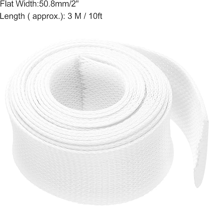 uxcell Expandable Sleeving, 2-inch 10ft Cable Sleeve, White