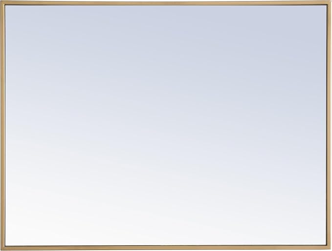 Elegant Decor Monet 32" x 24" Rectangle Metal Frame Mirror in Black
