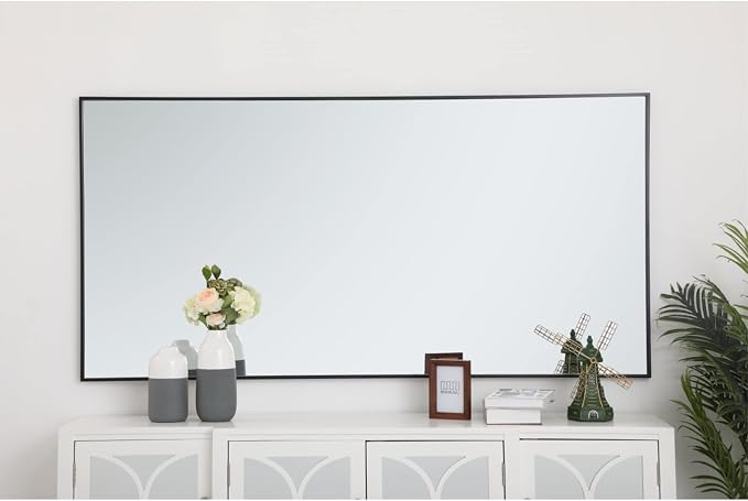 Elegant Decor Eternity 72" x 36" Contemporary Metal Frame Mirror in Black