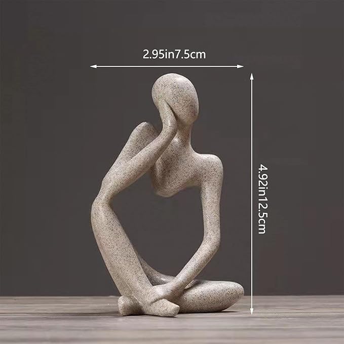 Thinker Statues And Sculptures, Sandstone Resin Thinker Statue Ornaments, Abstract Style Sculptures, Housewarming Gifts, Housewarming Decorations, Living Room Dining Desk Decorations (Right, Small)