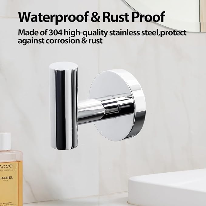 Kruodop Towel Hooks for Bathroom,4 Packs Wall Mount Towel Holder,Black Matte Wall Robe Hook,Stainless Steel Heavy Duty Door Hanger Towel Hook for Kitchen, Bedroom,Hotel,Pool,Coats
