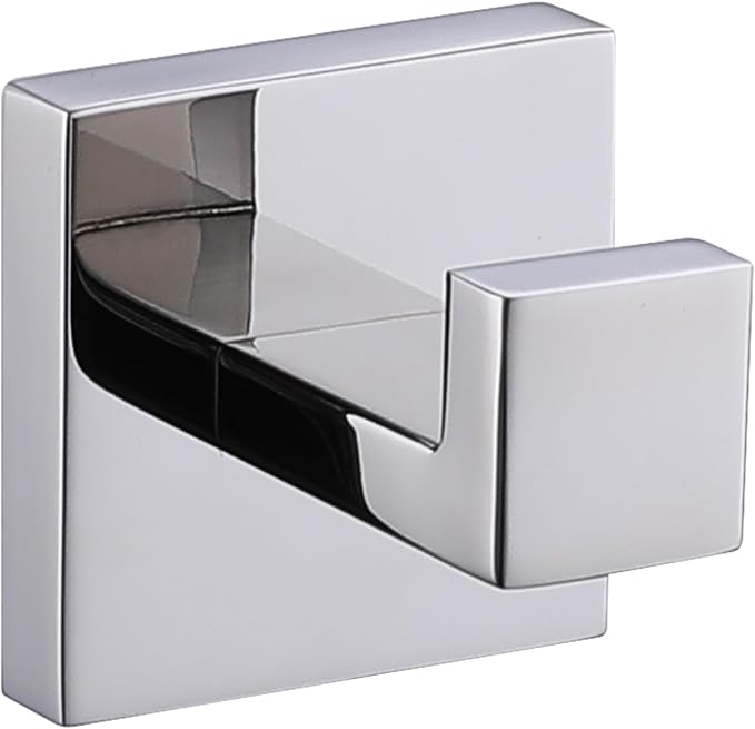 LANC Chrome Towel Hooks for Bathroom Wall Hooks, Heavy Duty Hand Towel Hanger SUS304 Stainless Steel for Bathroom Accessories Square Coat Robe Hook, Wall Mounted Silver Polished,A8805CP