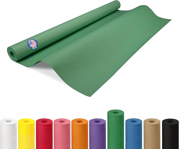 36" x 1200" (100 ft) Christmas Green Kraft Paper Roll - USA-Made Quality Craft Paper for Gift Wrapping, Kids' Arts & Crafts, School Projects - Natural Material 50lb Thickness by IDL Packaging