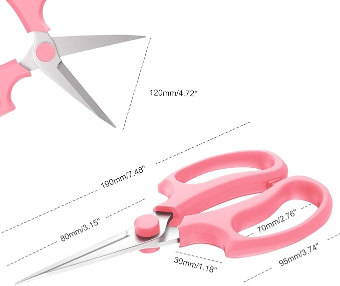 Housolution Flower Scissors, 3 Pack, Strong Floral Shears, Premium Steel Pointed Garden Pruning Shears Floral Fruits Leaf Scissors Hand Pruner Snip Trimming Tool for Gardening Flower Arrangement, Pink