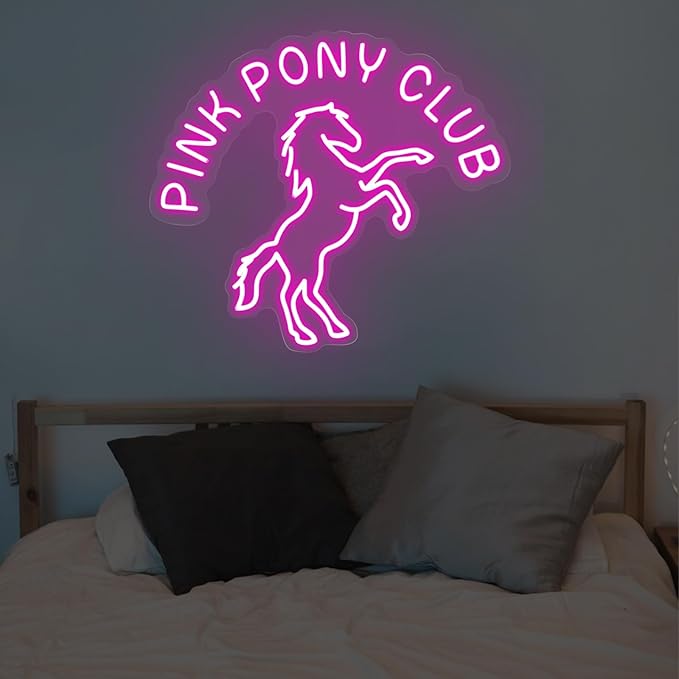 Pink Pony Club Led Neon Sign Pop Art, Western Cowgirl Custom Neon Lights Party Decor Neon Wall Sign Bar Cowgirl Room Decor, Midwest Princess Led Signs For Bedroom Wall Girl Cave Club Bar Pub Gift