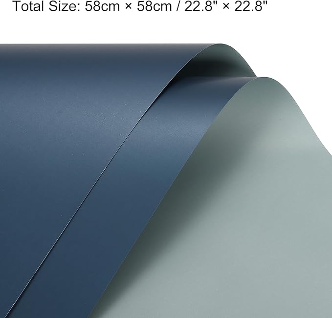 MECCANIXITY 10 Pcs Double Sided Color Flower Wrapping Paper Blue+Deep Blue 22.8"x22.8" Waterproof for Florist Bouquet Supplies, DIY Crafts, Gift Box Packaging