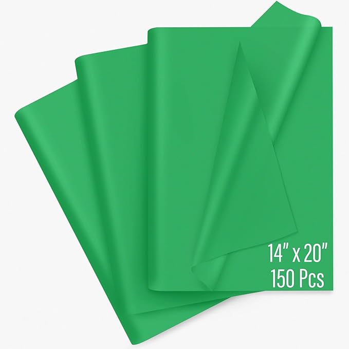SANZIX 150 Sheets Green Tissue Paper for Gift Bags Bulk 14x20 Inch- Green Christmas Wrapping Paper Perfect for Christmas Gifts, S Patrick's Day, Birthday, DIY, Bouquet, Holiday & Xmas Decorations
